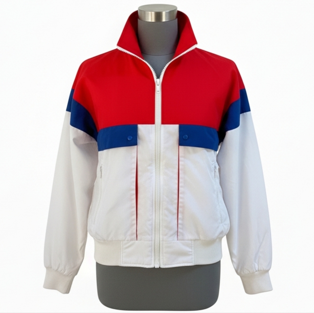 RARE Vintage OSSI 90s Track Jacket Mens Medium Color-Block Retro Full Zip